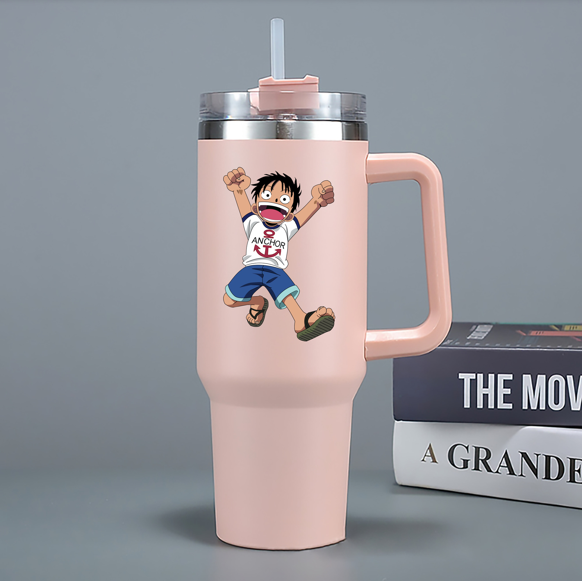 ワンピース モンキー・D・ルフィ ONE PIECE Monkey D. Luffy 1200mL車用タンブラー - クリスタルステッカー（プラスチックストロー付き）